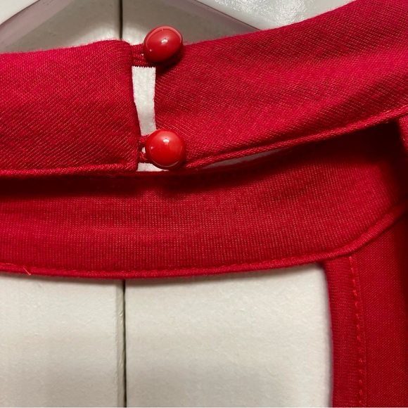 3/15 💚 Nordstrom Want & Need Red Cut Out Keyhole 3/4 Sleeve Mini Swing Dress M - Picture 3 of 8